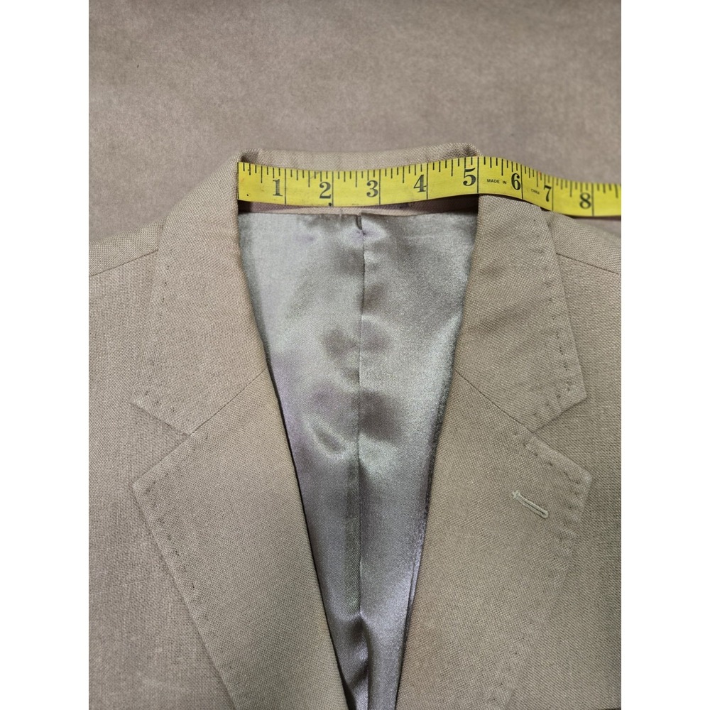 Marconi Men's 100% Linen Khaki Blazer Size L, Small Stain On Right Side Pocket. - Picture 9 of 16